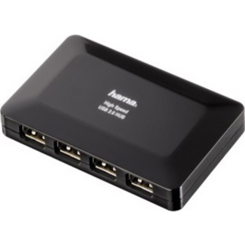 Хаб USB 2.0 Hama Active1:4 4порт., активный (блок питания в комплекте), черный (00078472)