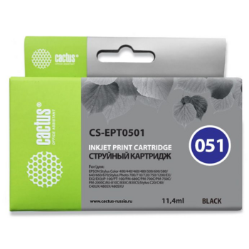 Картридж струйный Cactus CS-EPT0501 черный (11.4мл) для Epson Stylus Color 400/440/460/500/600/640/660/670/700/750