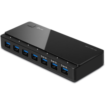 UH700 7-портовый концентратор USB 3.0, 7 портов USB 3.0, 3 порта USB 3.0 поддерживают BC1.2 (Каждый порт макс.: 5В/1.5A) настольное размещение, plug &amp; play, адаптер питания 12В/2A, (010065)