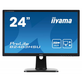 Монитор Iiyama 24" ProLite B2483HSU-B1DP черный TN+film LED 2ms 16:9 DVI M/M матовая HAS Pivot 250cd 170гр/160гр 1920x1080 D-Sub DisplayPort FHD USB 5.2кг