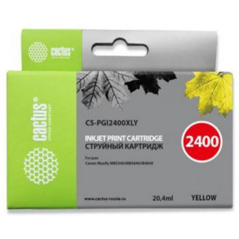Картридж струйный Cactus CS-PGI2400XLY желтый (20.4мл) для Canon MAXIFY iB4040/ МВ5040/ МВ5340
