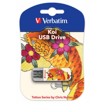 Флеш Диск Verbatim 16Gb Store n Go Mini Tattoo Koi 49886 USB2.0 белый/рисунок