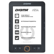 Электронная книга Digma R654 6" E-Ink Carta 800x600 600MHz/4Gb/microSDHC/подсветка дисплея графит