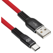 Кабель Digma USB (m)-USB Type-C (m) 1.2м красный плоский