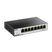 Коммутатор D-Link DGS-1100-08PD/B1BL2 Smart Switch with 7 10/100/1000Base-T ports and 1 10/100/1000Base-T PD port(2 PoE ports 802.3af (15,4 W), PoE Budget 18W from 802.3at / 8W from 802.3af)8K Mac address, 802.3