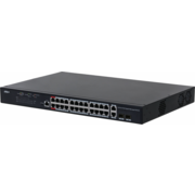 Сетевое оборудование DAHUA 24-портовый гигабитный управляемый коммутатор с PoE, уровень L2Порты: 24 RJ45 10/100/1000Мбит/с; IEEE802.3af/IEEE802.3at/Hi-PoE/IEEE802.3bt, 2 комбинированных SFP/RJ45 10/100/1000Мбит/с (uplink