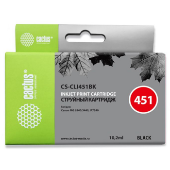 Расходные материалы Cactus CLI-451BK Картридж струйный Cactus CS-CLI451BK черный для Canon MG 6340/5440/IP7240 (9,8ml)