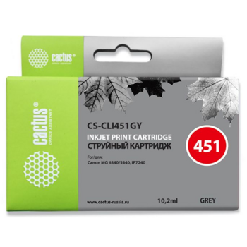 Расходные материалы Cactus CLI-451GY Картридж струйный Cactus CS-CLI451GY серый для Canon MG 6340/5440/IP7240 (9,8ml)