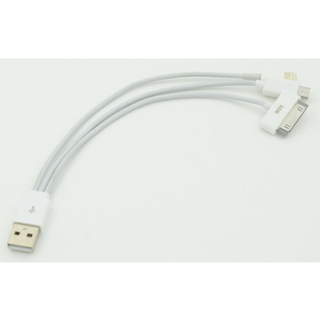 Кабель USB A(m)-microUSB/Lightning/30-pin(Apple) белый 0.2м для Apple iPhone для Apple iPad
