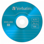 Verbatim Диски DVD+RW 4х, 4.7Gb (COLOUR, Slim Case, 5 шт.) (43297)