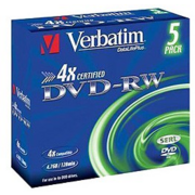 43285 Диски DVD-RW Verbatim 4-x, 4.7 Gb (Jewel Case, 5шт.)