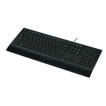Клавиатура Logitech K280E [920-005215] черная, низкопрофильная, 103 клавиши, подставка под запястья, защита от воды, USB 1,8м , (048832)
