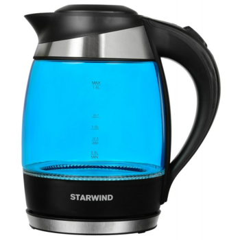 Чайник электрический Starwind SKG2216 1.8л. 2200Вт синий/черный (корпус: стекло)
