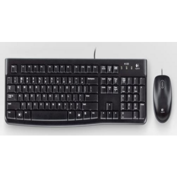 Комплект Logitech Desktop MK120 [920-002561] клавиатура K120 черная, 104 клавиши с защитой от воды, мышь M100, черная, оптическая, 3 кнопки, USB, (020658) {10}