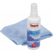 Набор чистящий BURO BU-S/MF, микрофибра 25 х 25 мм + спрей для экранов и оптики 100 мл, 1 шт.[817428]