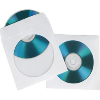 HAMA Конверты для CD/DVD бумажные с прозрачным окошком 100шт (белый) [00062672]
