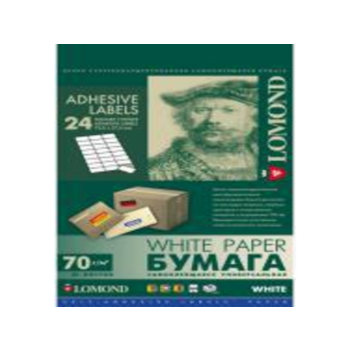 Этикетки Lomond 2100165 A4 37x70мм 24шт на листе/70г/м2/50л./белый самоклей. универсальная