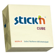 Блок самоклеящийся бумажный Stick`n 21072 76x76мм 400лист. 70г/м2 пастель желтый