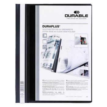 Папка-скоросшиватель Durable Duralook Plus 2579-01 A4+ прозрач.верх.лист карман пластик черный