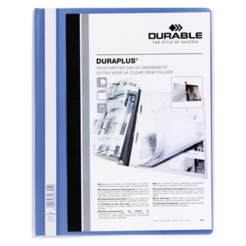 Папка-скоросшиватель Durable Duraplus 2579-06 A4+ прозрач.верх.лист карман пластик синий