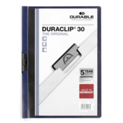 Папка с клипом Durable Duraclip 2200-07 прозрач. верх.лист A4 1-30лист. темно-синий