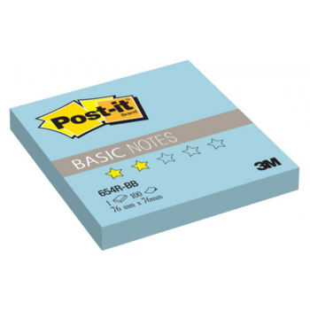 Блок самоклеящийся бумажный 3M Post-it Basic 654R-BB 7100058136 76x76мм 100лист. голубой