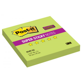 Блок самоклеящийся бумажный 3M Post-it Super Sticky 654R-SG 7100062391 76x76мм 90лист. неон зеленый