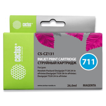 Cactus CZ131A Картридж № 711 (CS-CZ131) для HP Designjet T120/520, пурпурный, с чипом