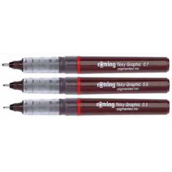 Набор ручек капиллярных Rotring TIKKY GRAPHIC (1904812) :3 ручки: 0.3/0.5/0.7мм черные чернила