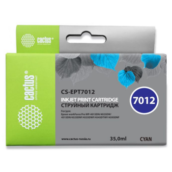 Картридж струйный Cactus CS-EPT7012 голубой (35мл) для Epson WF-4015/4020/4025/4095/4515/4525