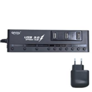 Разветвитель USB 3.0 Ginzzu GR-380UAB 10порт. черный (00-00000125)