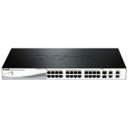D-Link DES-1210-28P/C2A PROJ Настраиваемый коммутатор WebSmart с 24 портами 10/100Base-TX, 2 портами 10/100/1000Base-T, 2 комбо-портами 100/1000Base-T/SFP (порты 1 – 4 с поддержкой PoE 802.3af/802.3at