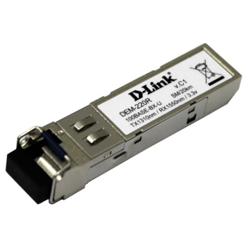 D-Link 220R/20KM/A1A WDM SFP-трансивер с 1 портом 100Base-BX-U (Tx:1310 нм, Rx:1550 нм) для одномодового оптического кабеля (до 20 км)