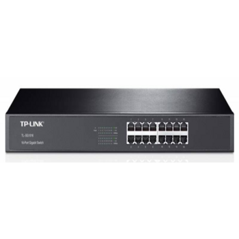 TP-Link TL-SG1016. 16-портовый гигабитный коммутатор, 16 портов RJ45 10/100/1000 Мбит/с, 1U 19-дюймовый монтируемый в стойку стальной корпус