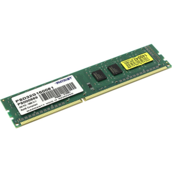Модуль памяти Patriot DDR3 DIMM 2GB PSD32G160081 (PC3-12800, 1600MHz, 1.5V)