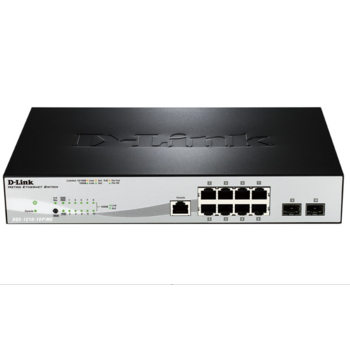 DGS-1210-10P/ME/A1A Управляемый коммутатор 2 уровня с 8 портами 10/100/1000Base-T с поддержкой PoE и 2 портами 1000Base-X SFP, RTL {5}