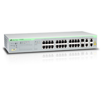 Коммутатор Allied Telesis 24 Port Fast Ethernet PoE WebSmart Switch with 4 uplink ports (2 x 10/100/1000T and 2 x SFP-10/100/1000T Combo ports)