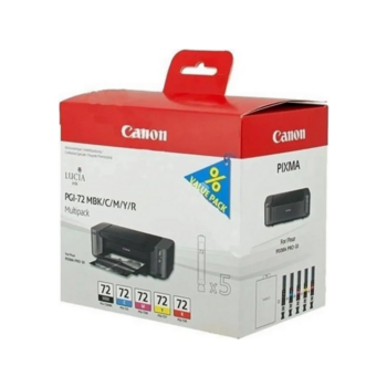 Картридж струйный Canon PGI-72 MBK/C/M/Y/R 6402B009 черный матовый/голубой/пурпурный/желтый/красный набор (1640стр.) (13мл) для Canon PRO-10