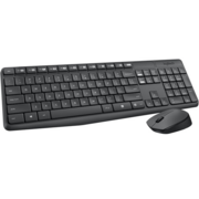 Комплект беспроводной Logitech MK235 [920-007948] клавиатура черная, 100 клавиш с защитой от воды, мышь M170, черная, оптическая, 3 кнопки, 2.4GHz, USB-ресивер (064003) {8}