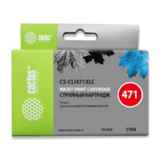 Картридж струйный Cactus CS-CLI471XLC CLI-471XL C голубой (10.8мл) для Canon TS5040/MG5740/MG6840/MG7740