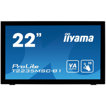 Монитор Iiyama 21.5" ProLite T2235MSC-B1 черный VA LED 5ms 16:9 DVI M/M матовая 3000:1 250cd 178гр/178гр 1920x1080 D-Sub DisplayPort FHD Touch 3.7кг