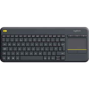 Клавиатура беспроводная Logitech K400 Plus Black [920-007147] черная, мультимедийная, 85 клавиш, сенсорная панель, 2.4GHz, USB-ресивер (Logitech Unifying®), (059443)