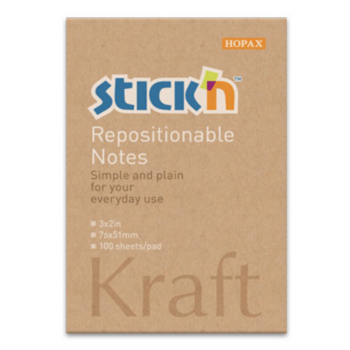 Блок самоклеящийся бумажный Stick`n 21638 76x51мм 100лист. 62г/м2 Kraft Notes