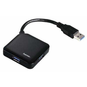 Разветвитель USB 3.0 Hama Square 12190 4порт. черный (00012190)