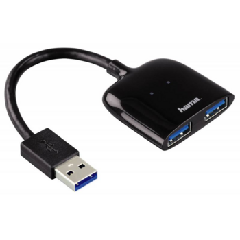 Разветвитель USB 3.0 Hama Mobil 2порт. черный (00054132)