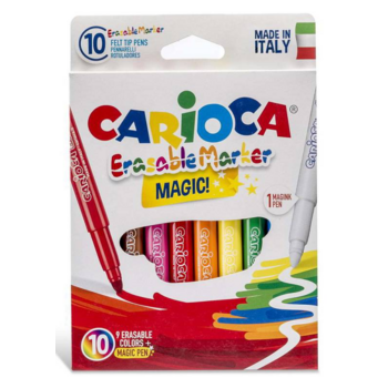 Фломастеры Carioca MAGIC 41238 стираемые 9цв. +стиратель коробка с европодвесом