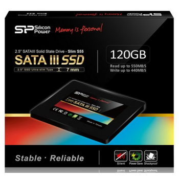 Твердотельный накопитель Solid State Disk Silicon Power Slim S55 120Gb SATA-III 2,5”/7мм SP120GBSS3S55S25