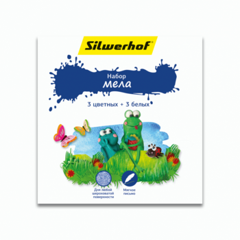 Мел цветной Silwerhof 883015-06 Пластилиновая кол-ция 3цв./3бел. картон.коробка