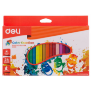 Восковые мелки Deli EC20020 Color Emotion трехгранные 24цв. картон.кор./европод.