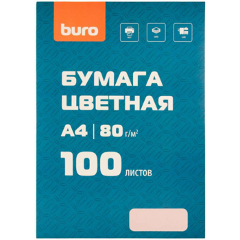 Бумага Buro BURO-100Р A4/80г/м2/100л./розовый пастель общего назначения(офисная)